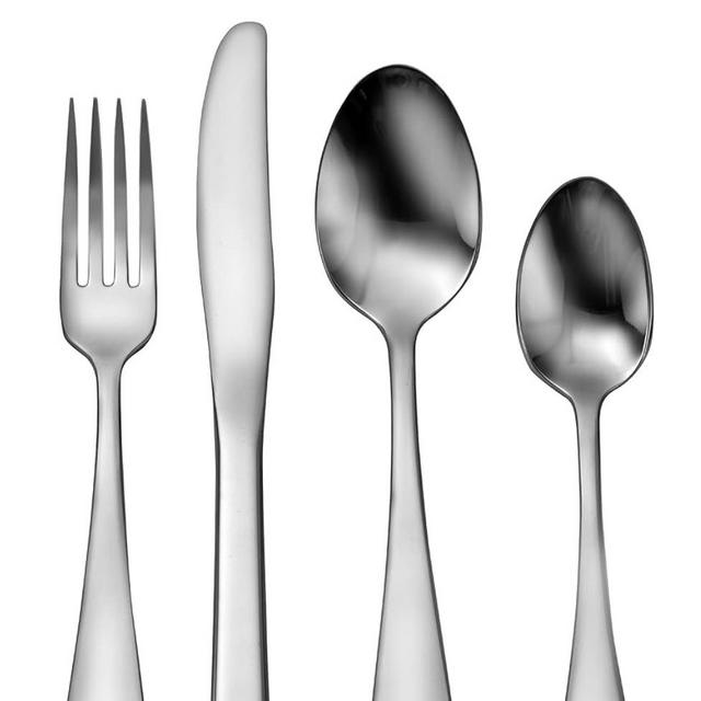 Liberty Tabletop Econo-Line 24 Piece Silverware Set Service for 6 Made in USA - Plain - Shiny - Mirror - Fork - Knife - Spoon