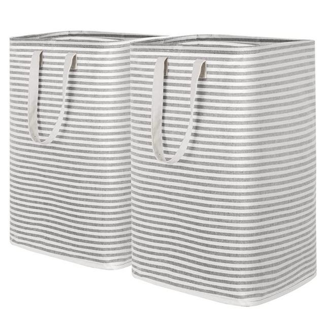 Lifewit 2 Pack Laundry Hamper Large Collapsible Laundry Baskets, Freestanding Waterproof Clothes Hamper Storage Basket with Easy Carry Extended Handles for Clothes Toys in Laundry Room Bedroom Bathroom College Dorm for Adults Kids, Grey,2 x 72L