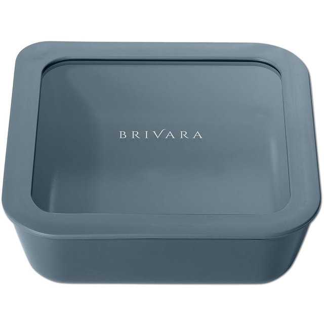BRIVARA HOME Ceramic Coated Glass Food Storage Container | No PTFE, PFOA, PFAS, and BPA | Reusable Non Toxic Meal Prep Container with Glass Lid | Easy To Store | 5 Cup Square [Dusk]