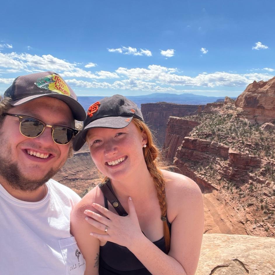 Charlie proposed at Canyon Lands National Park in Utah in September 2022.