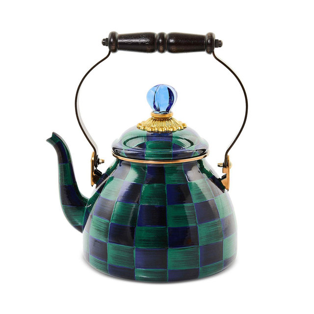 MacKenzie-Childs Juniper Check 2 Quart Tea Kettle