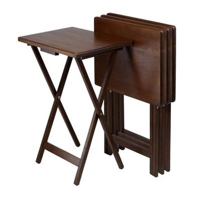 Set of 4 Single Snack Tables - Walnut - Winsome