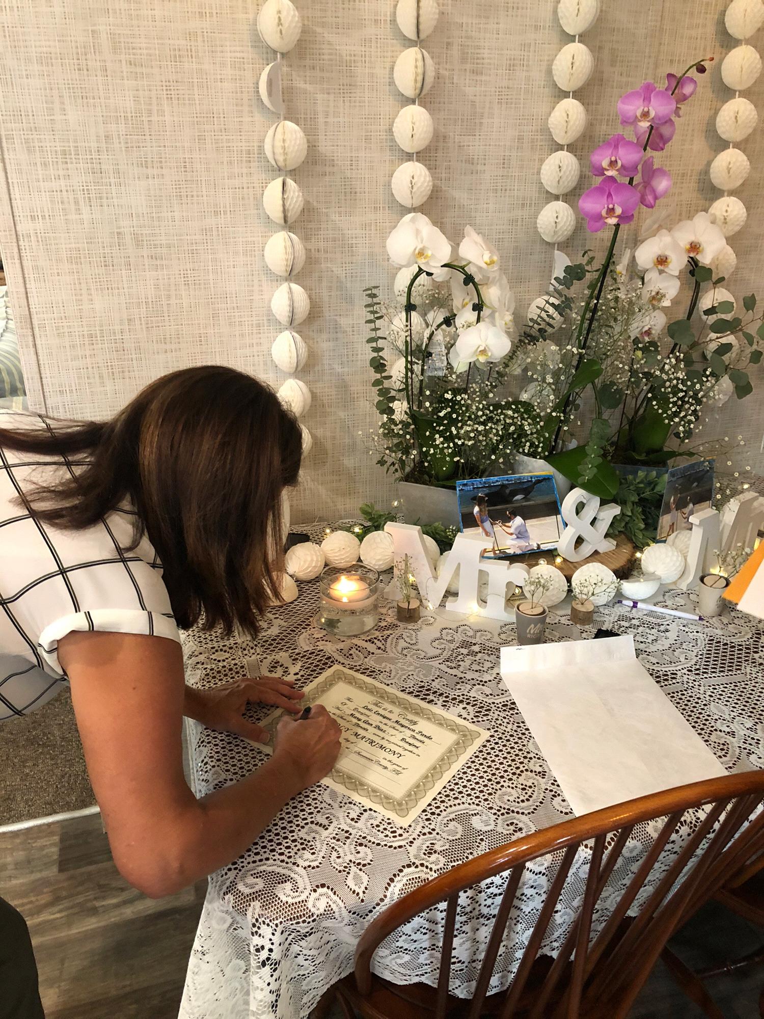 Luis' mom signing as witness