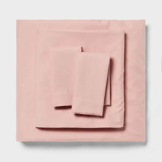 Full Microfiber Sheet Set Pink Metal - Room Essentials™: Includes 2 Pillowcases, OEKO-TEX Certified, Fits up to 15" Mattress