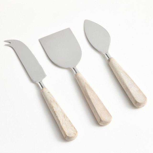 Chateau Wood Cheese Knives, Set of 3 - White Wash