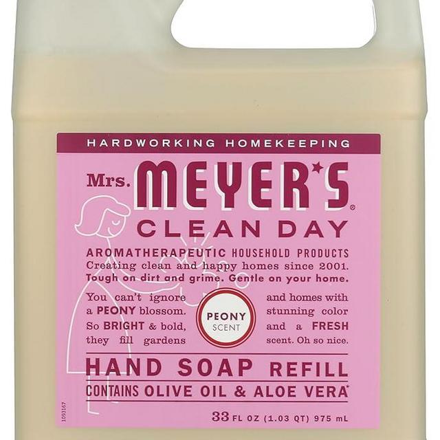 MRS. MEYER'S CLEAN DAY Liquid Hand Soap Refill, Cruelty Free and Biodegradable Hand Wash Made with Essential Oils, Peony Scent, 33 oz