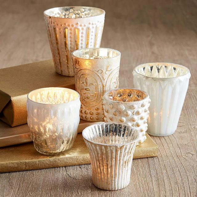 Eclectic Mercury Votive, White - Set Of 6
