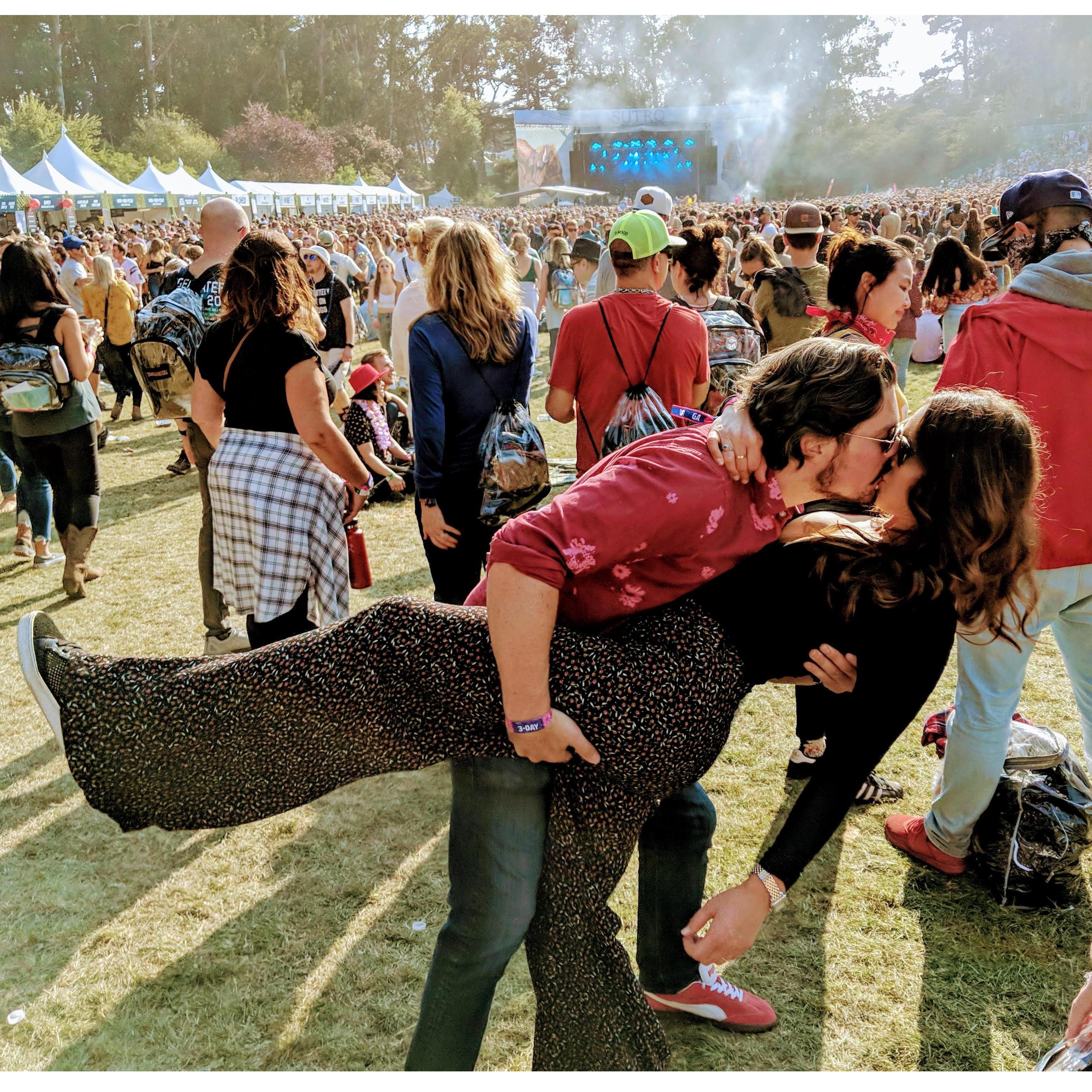 We love being silly together! Mark was determined to get a good dip in at Outside Lands.