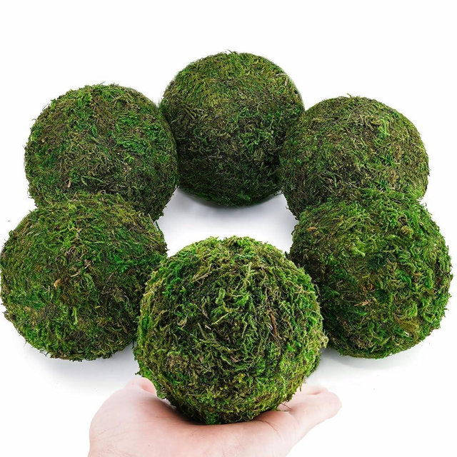 BYHER Decorative Moss Balls Set - Fake Moss Balls for Bowl Fillers, Centerpiece Decor, Home Decor, Vase Filler, Wedding Decor, Table Arrangement, Coffee Accents, DIY Crafts (Large - 3.2"-Set of 6)