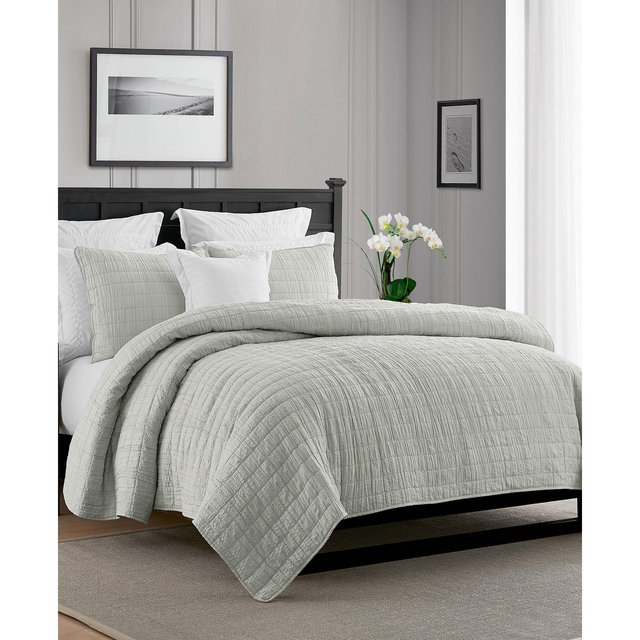 Enzyme Washed Crinkle Quilt Coverlet Set - King/Cal King
