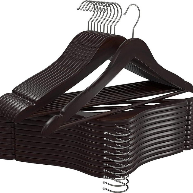Utopia Home Premium Wooden Hangers 20 Pack - Durable & Slim Coat Hanger - Suit Hangers with 360-Degree Rotatable Hook - Wood Hangers with Shoulder Grooves (Brown Color)