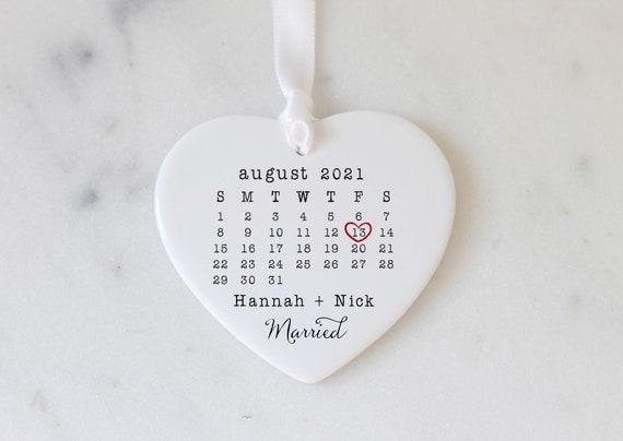MARRIED Ornament- Wedding Gift- Our First Christmas as Mr and Mrs- Couples Ornament- First Married Christmas- Newlywed Gift- Calendar