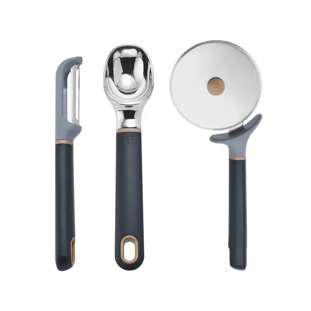 Beautiful Ice Cream Scoop, Pizza Cutter, and Peeler in Black Sesame by Drew Barrymore