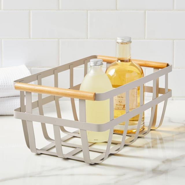 Dual Handle Storage Basket, Taupe
