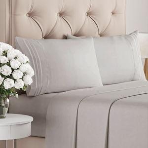Queen Size 4 Piece Sheet Set - Comfy Breathable & Cooling Bed Sheets Set - Hotel Luxury Bedding for Women, Men, Kids, Teens, Boys & Girls - Deep Pockets, Soft and Wrinkle Free - Oeko-Tex - Light Grey