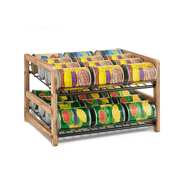DGWJSU Can Organizer for Pantry 2-Tier, Can Storage Organizer Pantry, Soda Can Organizer, Holds up to 24 Cans Holders for Pantry, Cabinet, Countertop, Carbonized Brown