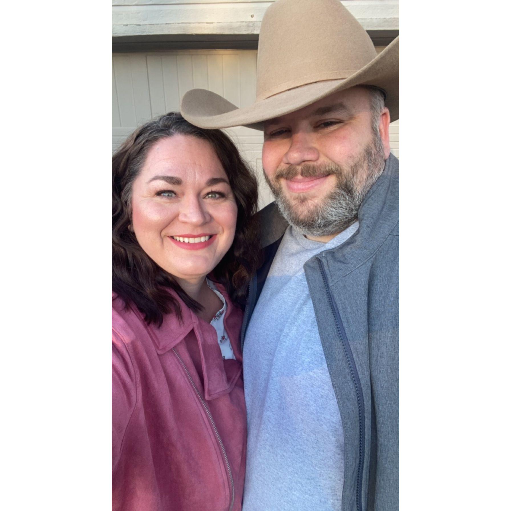 February 17, 2024: A quick selfie before our friend Lisa's birthday party.