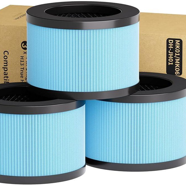 MK06 MK01 True HEPA Replacement Filter Compatible with AROEVE MK01 MK06 and Kloudi DH-JH01 Air Purifier, Standard Version, 3 Pack