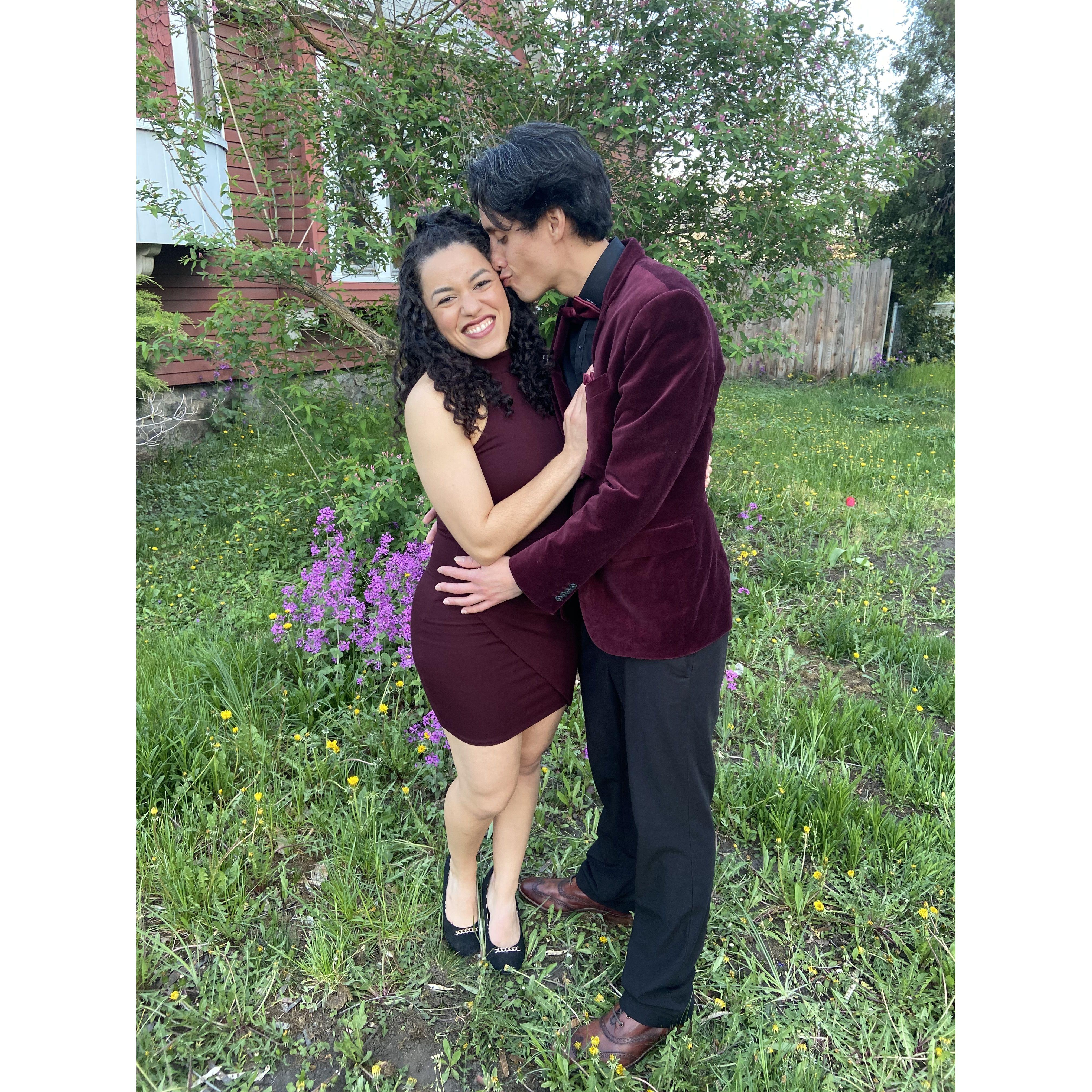 During the first COVID-19 lockdown we lived with a group of friends and commonly tried to come up with fun activities to do, one of which was a COVID prom! April 2020.