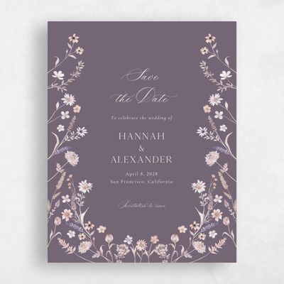 Purple Wedding Save the Date - Lino Portrait