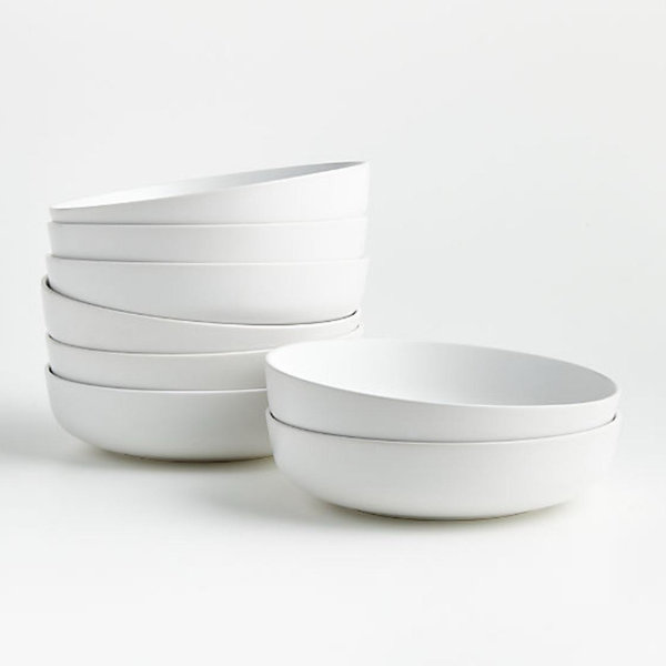 Wren Matte White Low Bowl, Set of 8