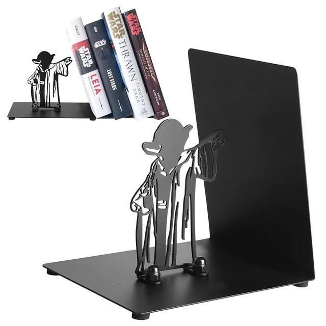 Maozyiltle Master Yoda Force Metal Bookend, Black Metal Bookend,Double-Sided Yoda Pattern, Creative Gift for Star War Lovers,Decor for Home, Office & Kids Room (Master)