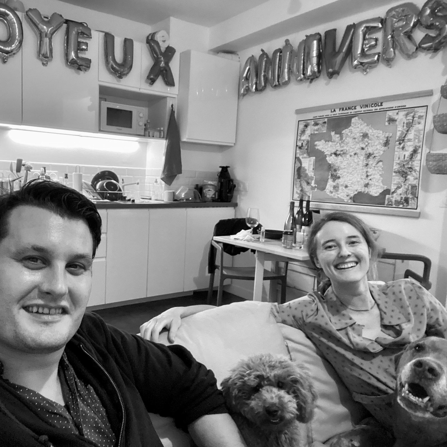 Nona's 30th Birthday during another lockdown in France with Nicholas, Abricot, and Copper.