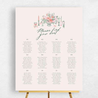 Hunter, Green Wedding Sign - Josette Seating Chart
