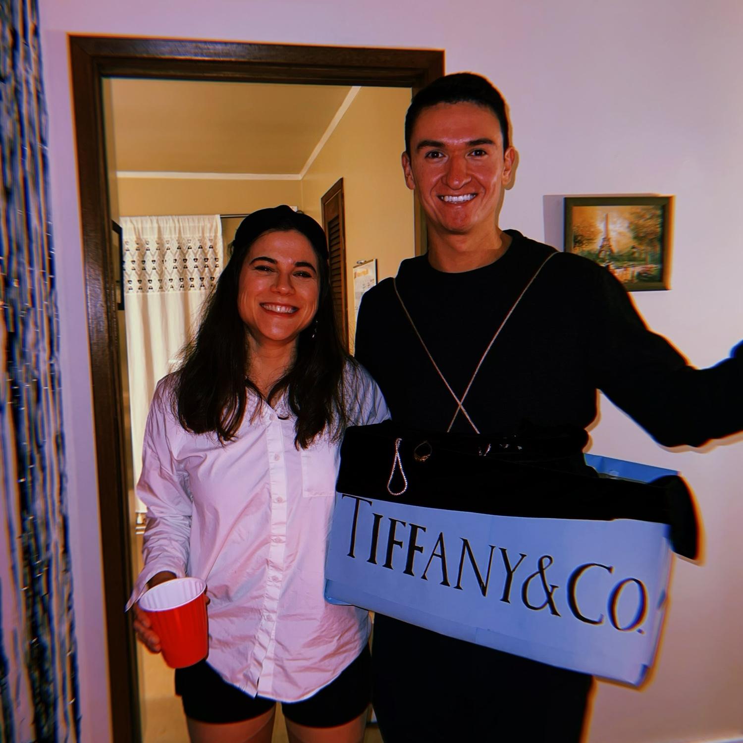Meredith’s Halloween party - the costume is “breakfast at Tiffany’s”