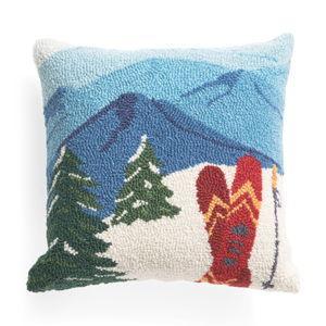 16x16 Skiing In Mountains Hooked Pillow | Home | T.J.Maxx