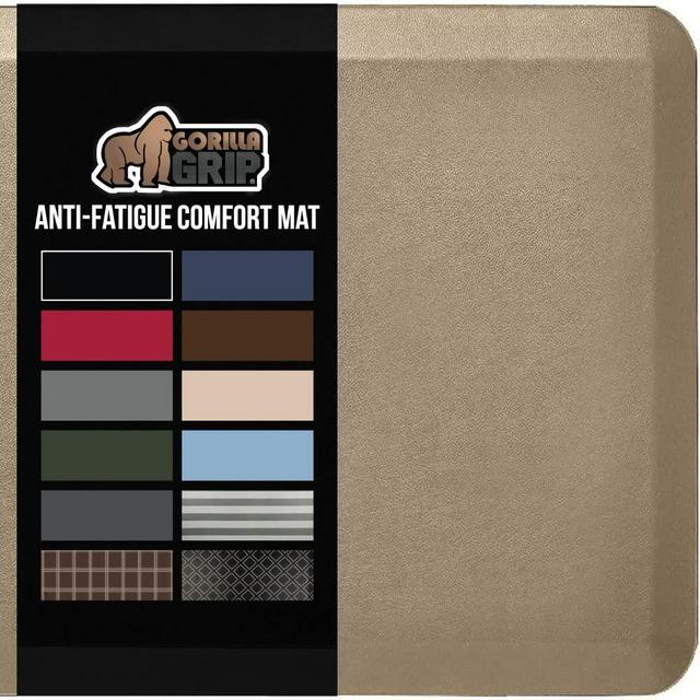 Gorilla Grip Anti Fatigue Cushioned Kitchen Floor Mats, Thick Ergonomic Standing Office Desk Mat, Waterproof Scratch Resistant Pebbled Topside, Supportive Comfort Padded Foam Rugs, 17x24, Taupe