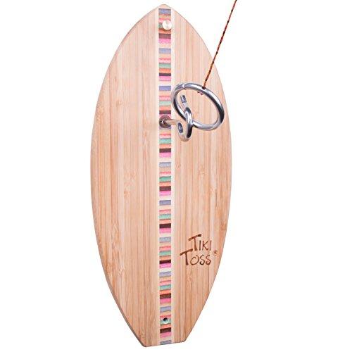 Tiki Toss Hook and Ring Toss Game - 100% Bamboo Only 5 Minutes to Setup - All Parts Included (Color Edition)