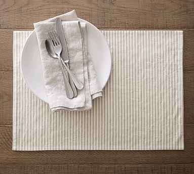 Wheaton Striped Linen/Cotton Placemats (Flax)