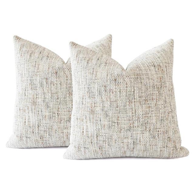 HOMFINER Textured Neutral Throw Pillow Covers 18x18 Inch Set of 2 Soft Woven Chenille Accent Boho Farmhouse Decorative Couch Pillow Covers for Modern Home Decor Bed Sofa Living Room