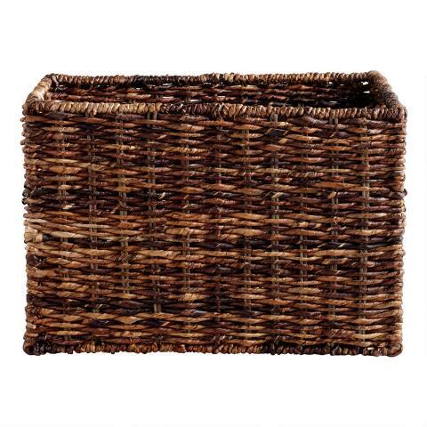 Dark Brown Abaca Madras Utility Basket