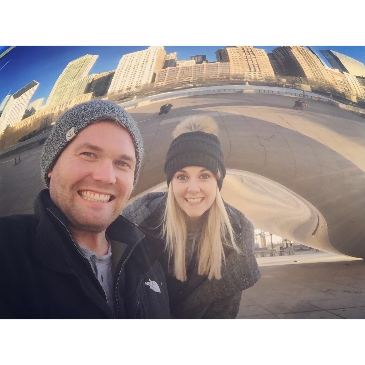 Our first trip together, Chicago! Ask Tyler about our ice skating experience...