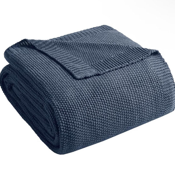 Ink+Ivy Bree Knit Throw Blanket for Bed, Sofa, and Couch, Lightweight, Breathable, Soft & Cozy Summer Blanket, King (108 in x 90 in), Indigo