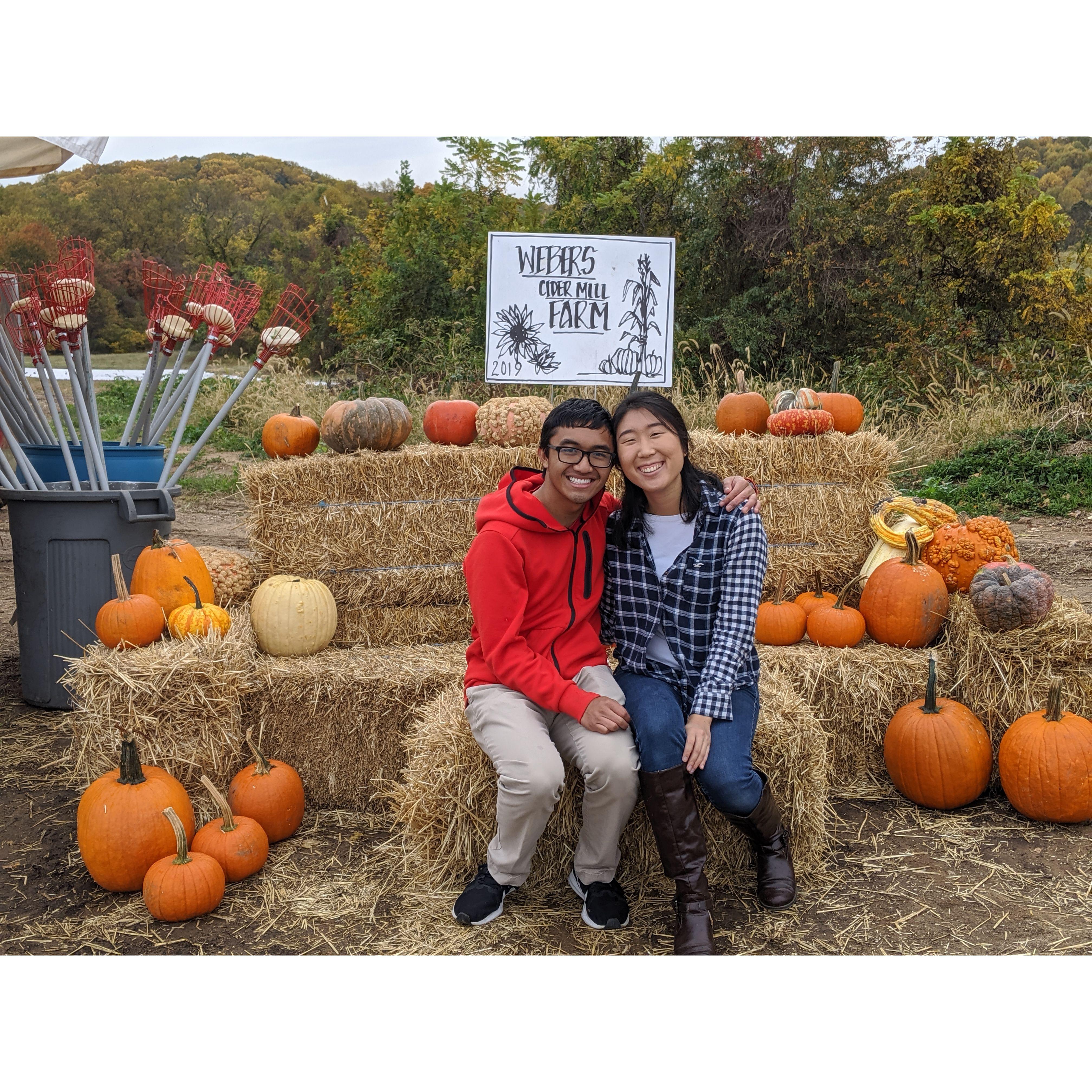 Apple picking on one of our anniversaries, a fall staple in our relationship.