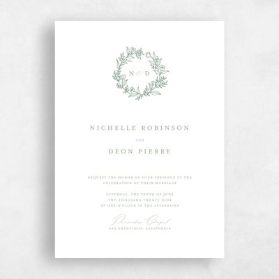 Sage, Green Wedding Invitation - Seraphine Classic Letterpress