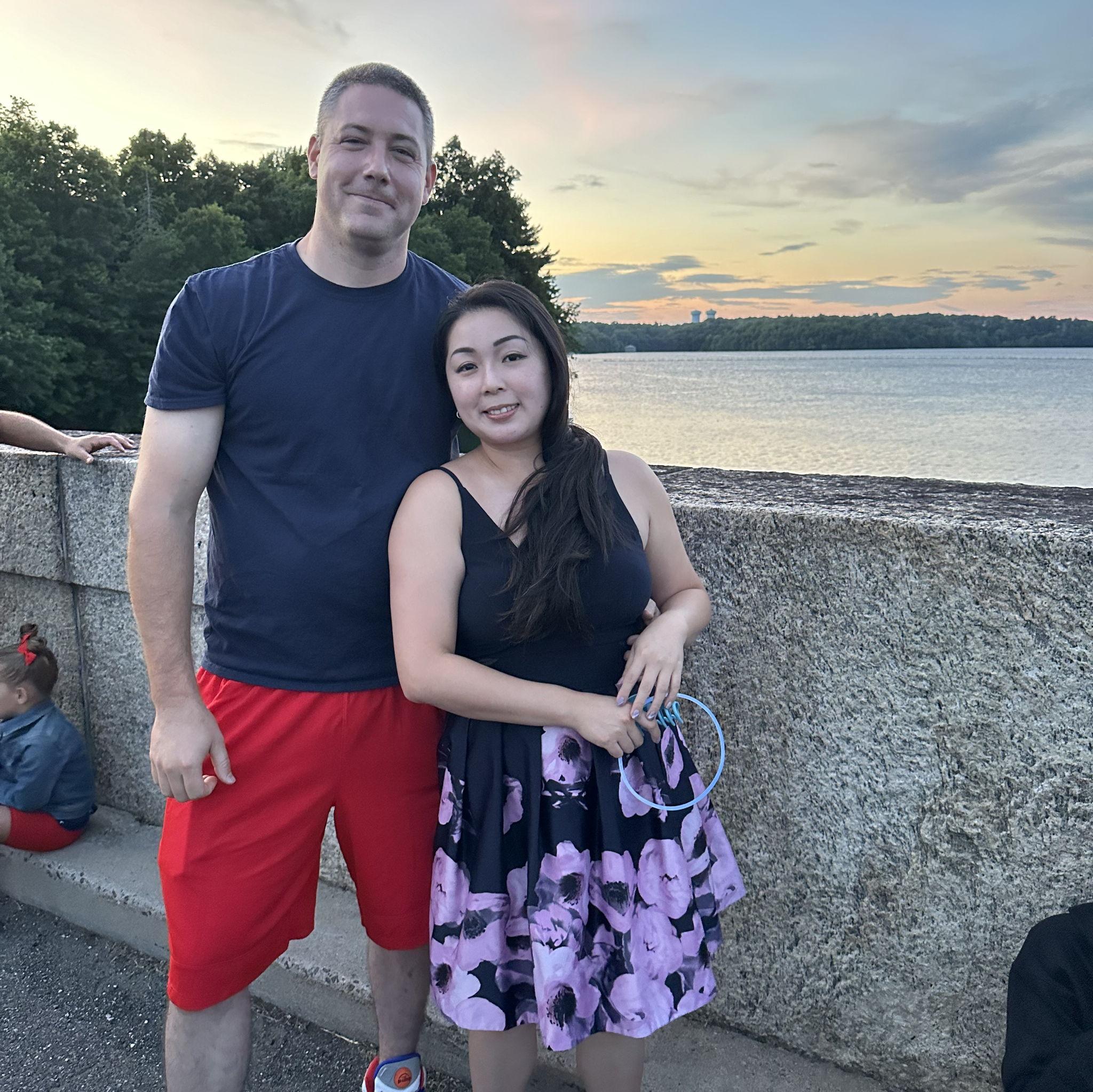 Our first photo together ever, fireworks at the dam