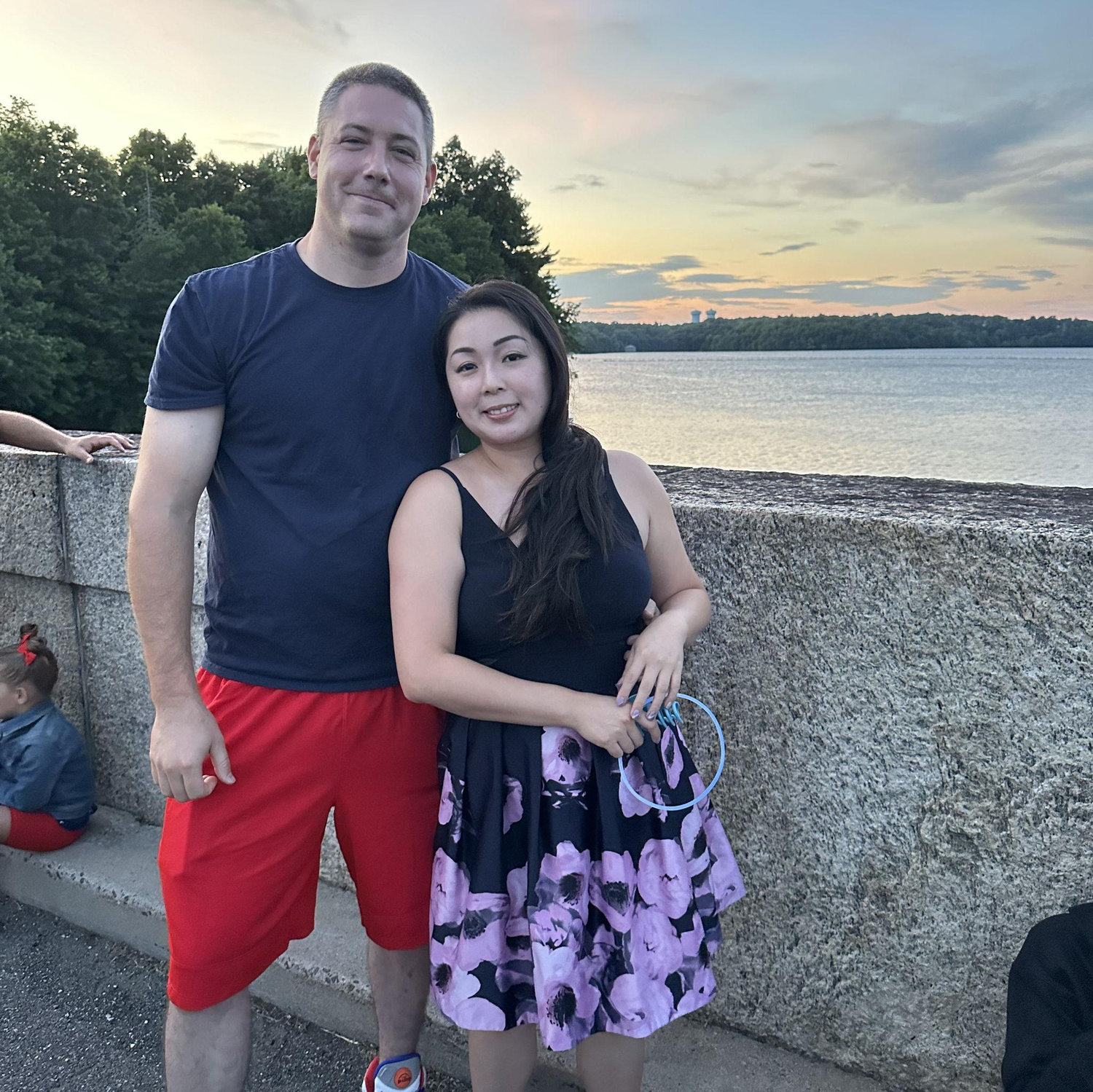 Our first photo together ever, fireworks at the dam