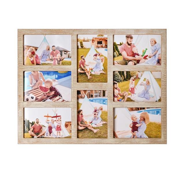 MONT PLEASANT 4x6 Collage Picture Frame Family Photos Display - 8 Openings Collage Picture Frame for Wall for Tabletop Stand Brown Farmhouse Picture Frames Set for Home Decor Family Gifts