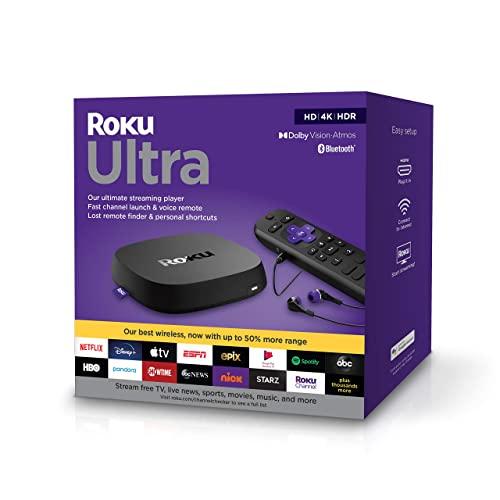 Roku Ultra 2020 | Streaming Media Player HD/4K/HDR/Dolby Vision with Dolby Atmos, Bluetooth, and Roku Voice Remote with Headphone Jack and Personal Shortcuts, Includes Premium HDMI Cable