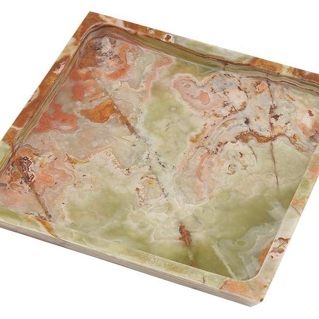 Radicaln Marble Serving Tray Green Onyx 10" Inch Handmade Square Dresser Organizer Tray for Ring Holder & Makeup Storage - Decorative Tray Makeup Storage & Perfume Organizer