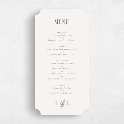Beige Ticket Wedding Menu - Nydia