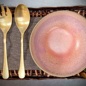 Large Ceramic Salad Bowl with Stunning Pink Color