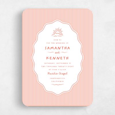Orange Rounded Wedding Invitation - Sole Classic