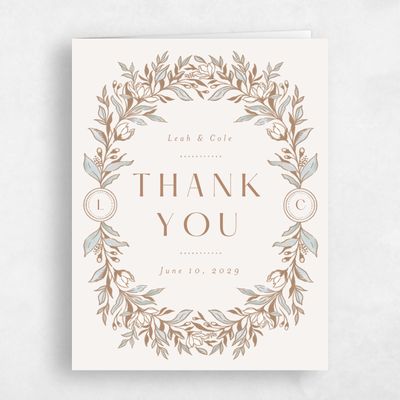 Light Oatmeal, Beige Wedding Thank You - Heliconia Portrait