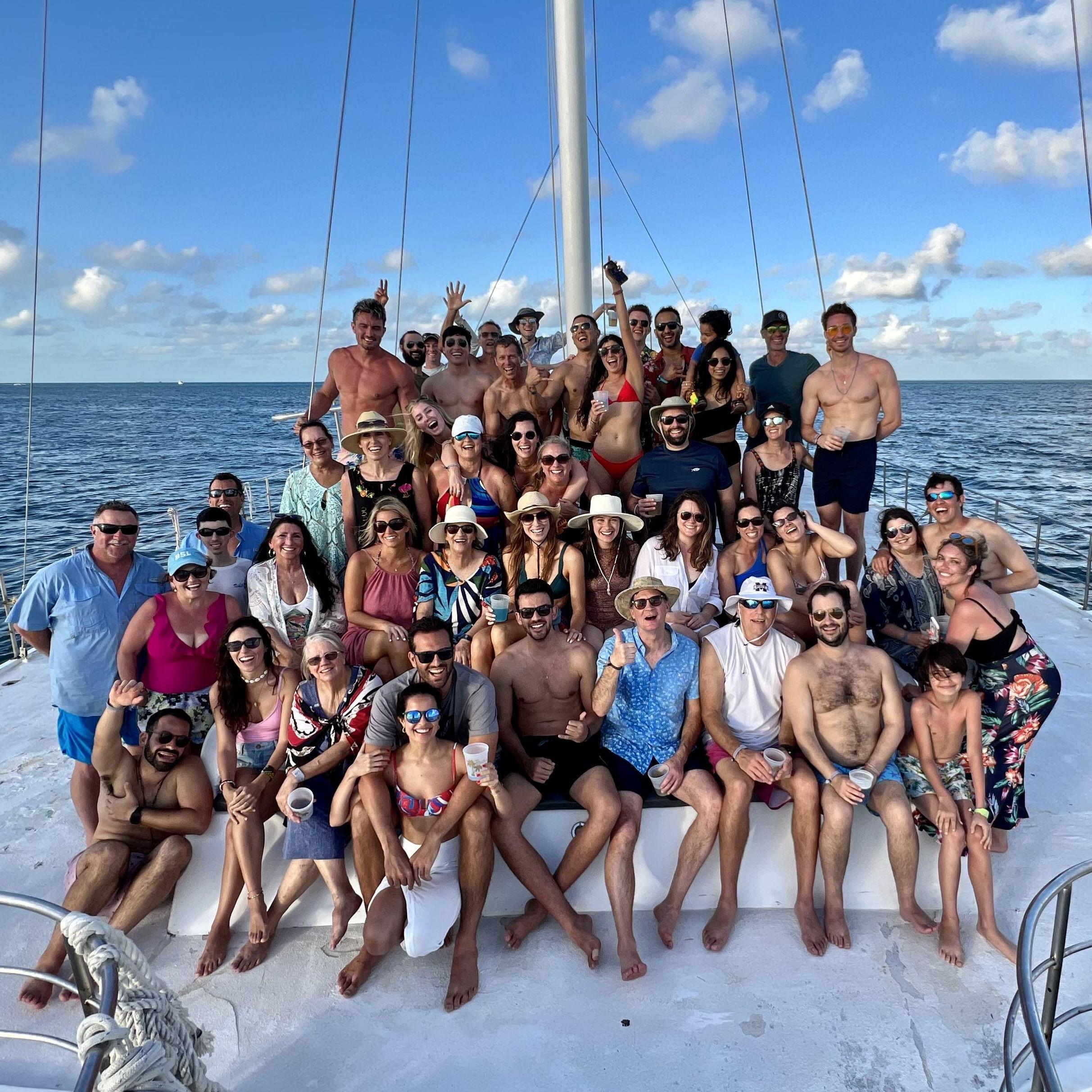 A day and trip I’ll never forget- family on a catamaran for Court and Iago’s wedding in Cancun!