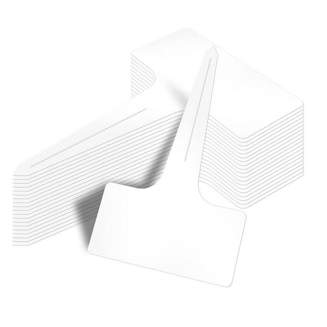 AMORNING 100Pcs T-Type Plant Tags，Waterproof Thick Plastic Plant Makers，6 x10cm Nursery Garden Labels(White) (SZ-BC610TB)